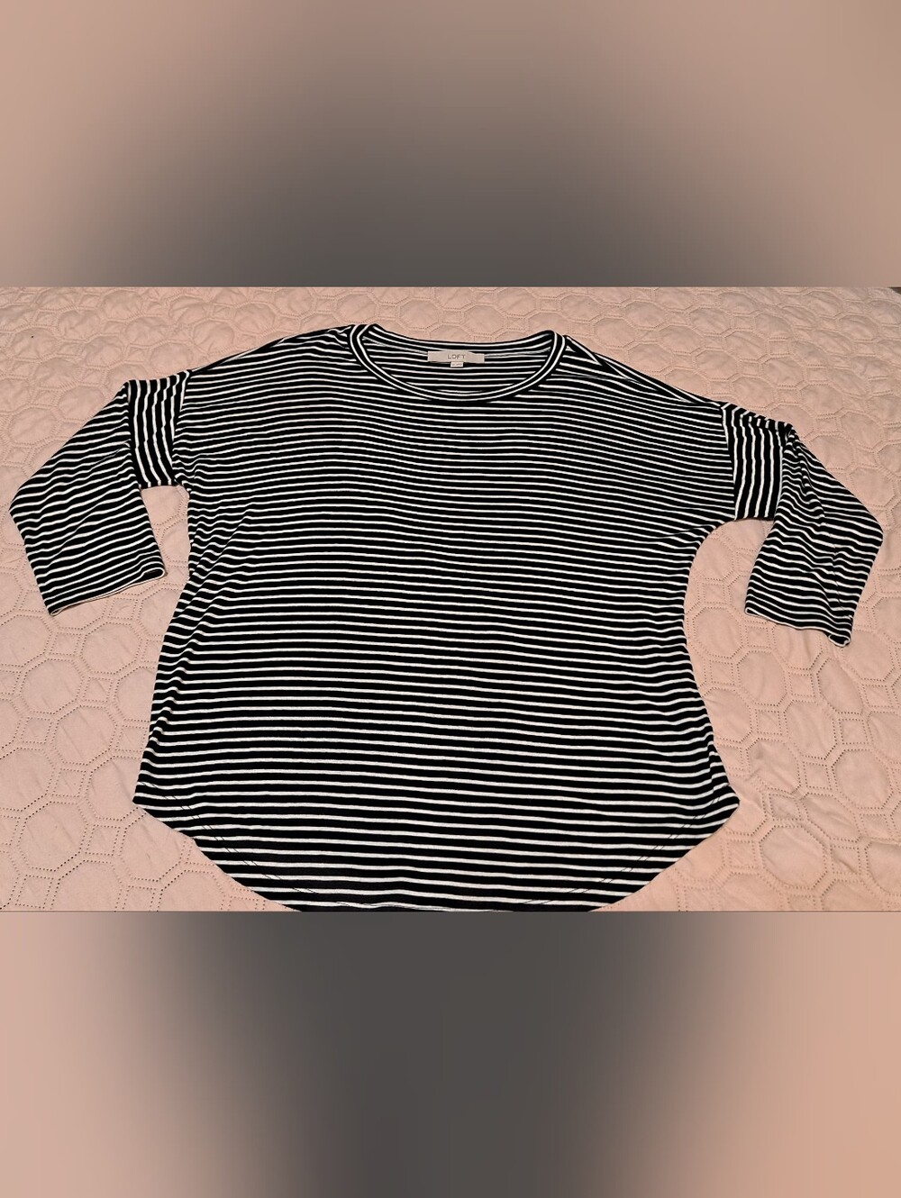 Loft Black and White Striped Women’s Long Sleeve Top Sz XS